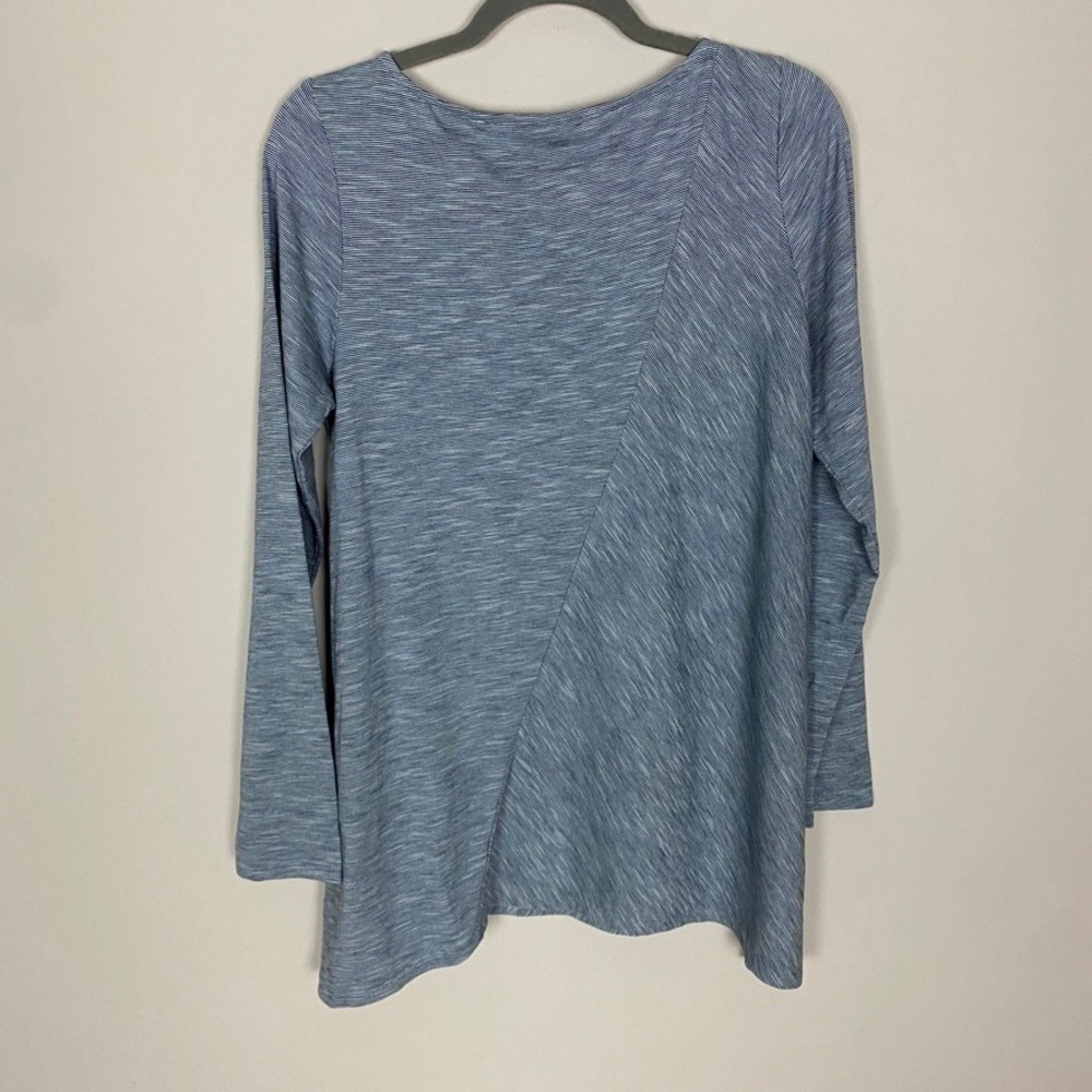 Pure Jill J Jill Striped Long Sleeve Tunic Top Assymetrical Small Coastal Cotton - Picture 2 of 6